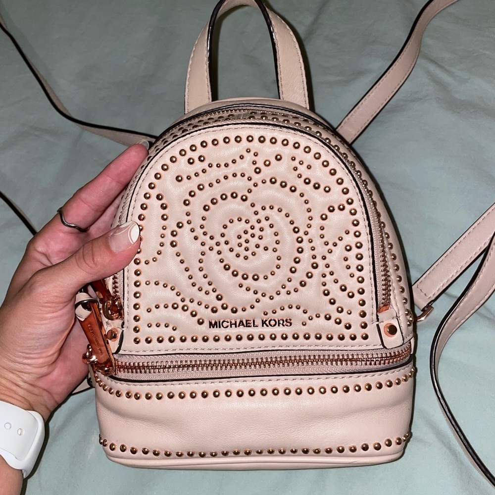 Michael Kors Rhea Mini Rose Stud Leather Backpack